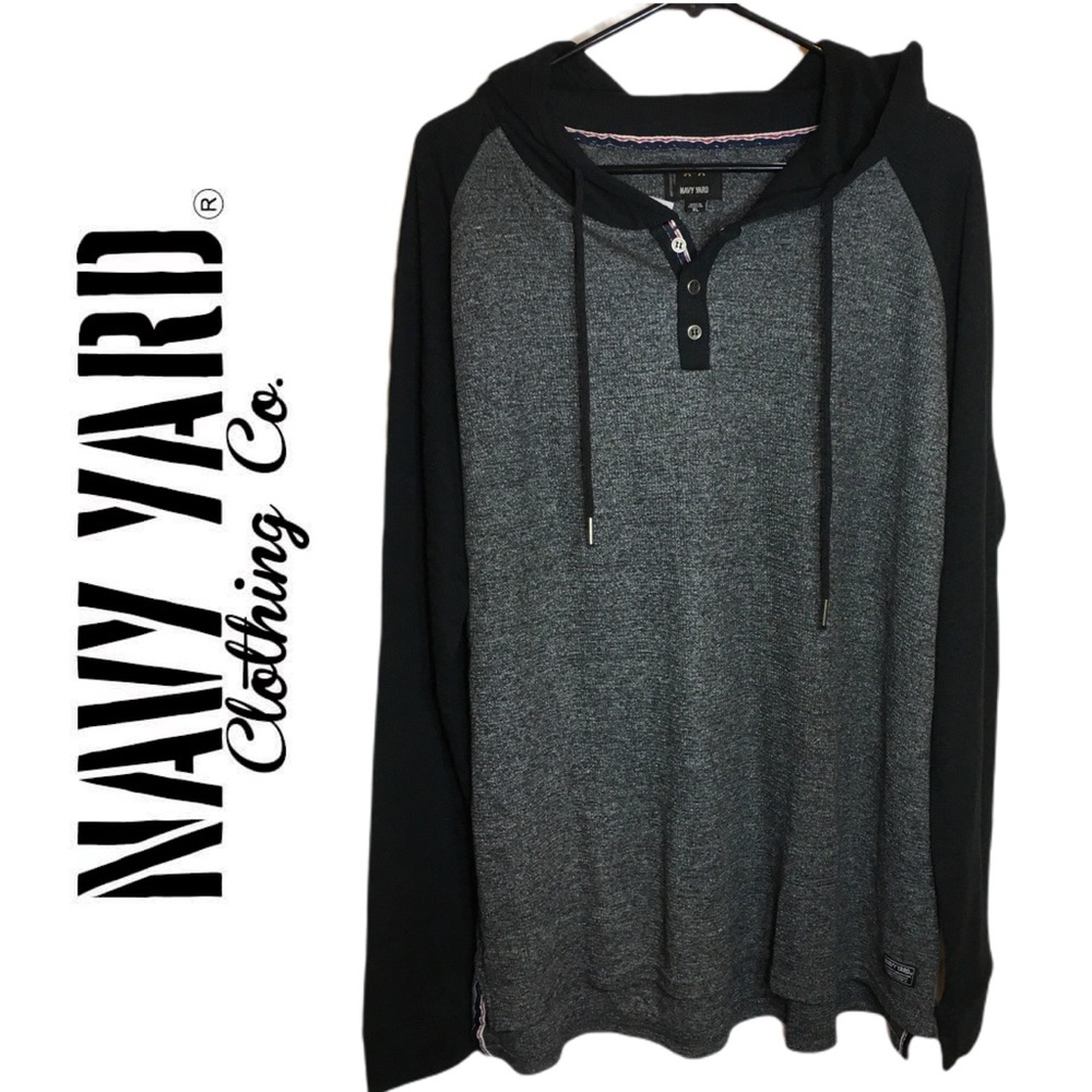 Navy Yard Comfy Long Sleeve Hoodie Black & Grey Bunny Hug Size XL